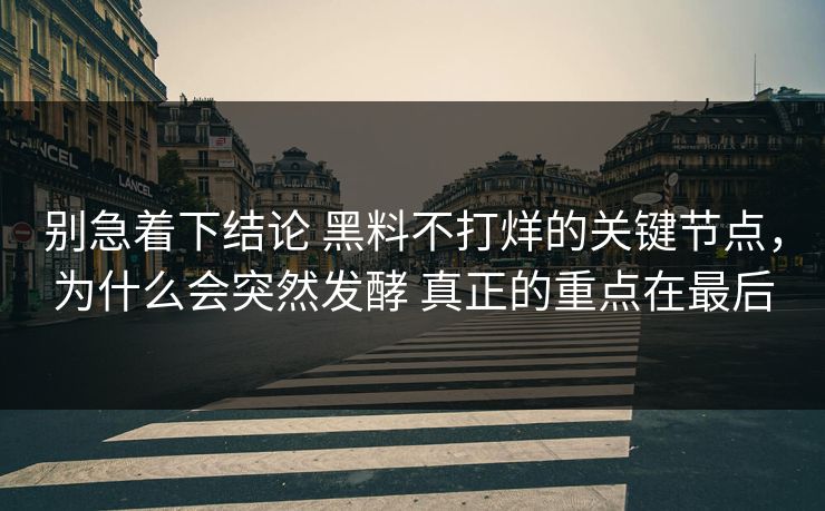 别急着下结论 黑料不打烊的关键节点，为什么会突然发酵 真正的重点在最后