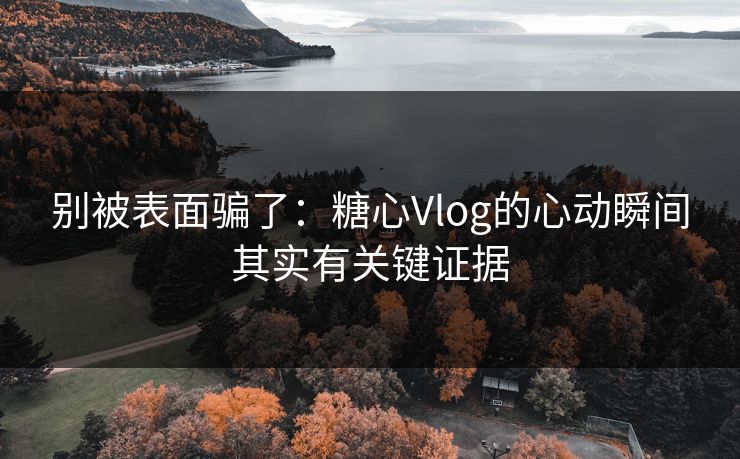 别被表面骗了：糖心Vlog的心动瞬间其实有关键证据