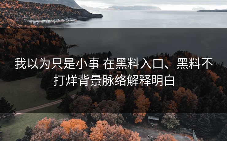我以为只是小事 在黑料入口、黑料不打烊背景脉络解释明白 我以为只是小事 在黑料入口、黑料不打烊背景脉络解释明白