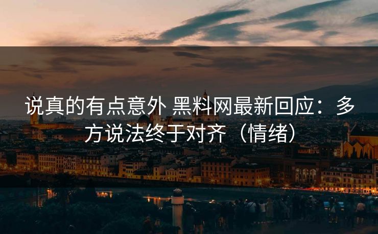 说真的有点意外 黑料网最新回应：多方说法终于对齐（情绪）
