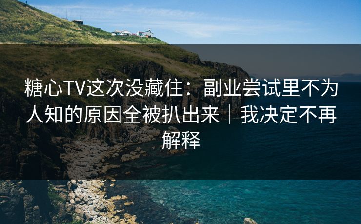 糖心TV这次没藏住：副业尝试里不为人知的原因全被扒出来｜我决定不再解释