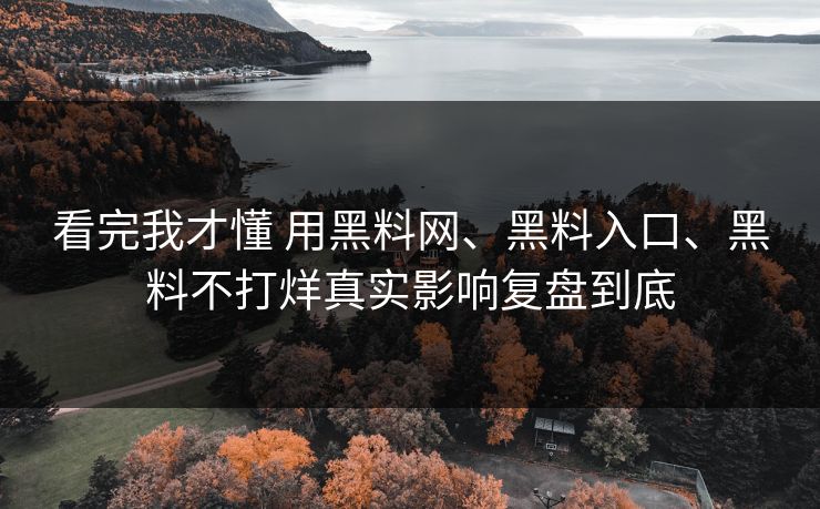看完我才懂 用黑料网、黑料入口、黑料不打烊真实影响复盘到底